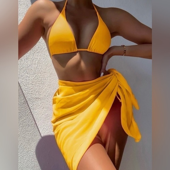 3pack Triangle Bikini Swimsuit With Beach Skirt👙✨ - Picture 2 of 6